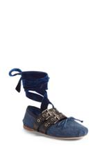 Women's Miu Miu Lace-up Ballerina Flat Us / 35eu - Blue
