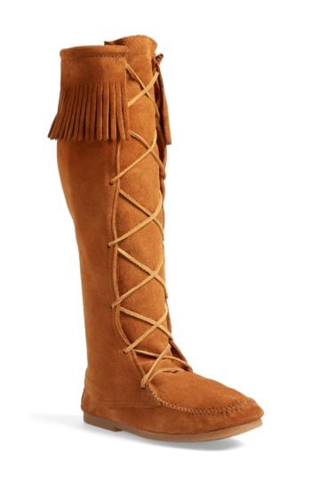 Men's Minnetonka Knee High Moccasin Boot M - Brown