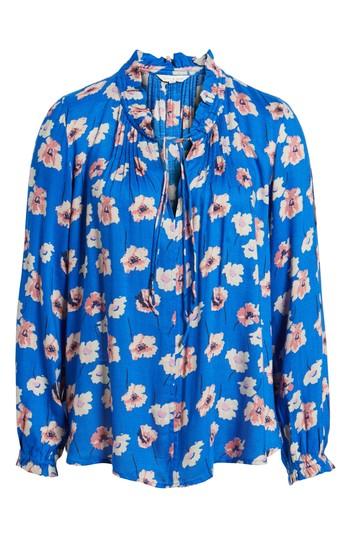 Women's Lucky Brand Split Sleeve Tie Neck Blouse - Blue