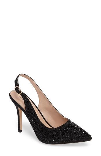 Women's Lauren Lorraine Rachel Embellished Slingback Pump .5 M - Black