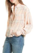 Women's Free People Cutie Plaid Button Down Shirt - Orange