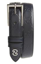 Men's Gucci Reversible Signature Leather Belt Eu - Blue
