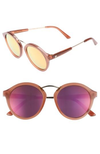 Women's Electric Mix Tape 52mm Mirrored Round Sunglasses - Calafia Rose/ Champagne