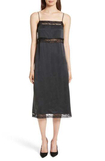 Women's Robert Rodriguez Lace Trim Silk Slipdress - Black