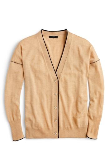 Women's J.crew Tipped Merino Wool Cardigan