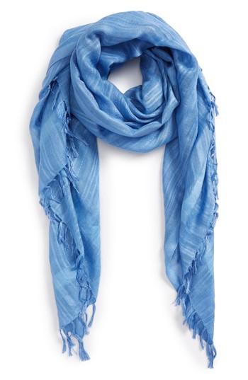 Women's Caslon Solid Linen Blend Scarf, Size - Blue