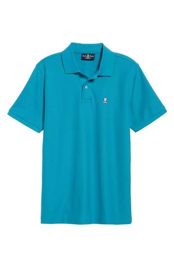 Men's Psycho Bunny Classic Logo Applique Polo (3xl) - Blue/green