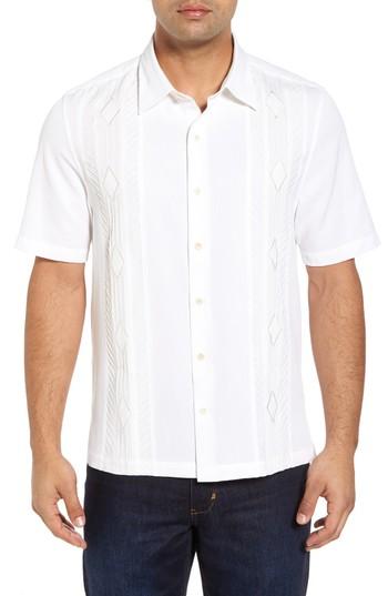 Men's Nat Nast Gondola Embroidered Jacquard Silk Blend Sport Shirt, Size - White