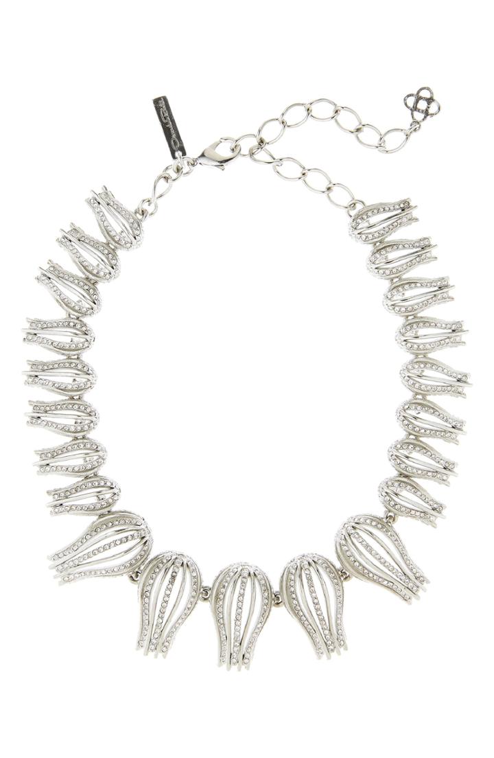 Women's Oscar De La Renta Pave Tulip Collar Necklace