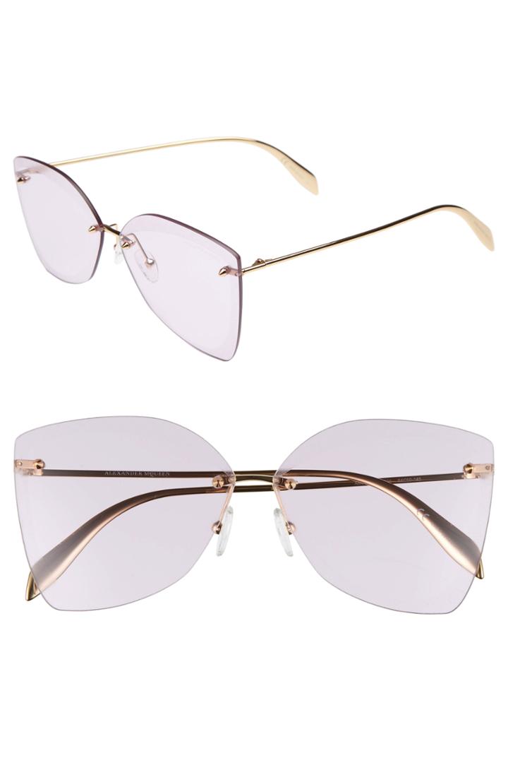 Women's Alexander Mcqueen 64mm Oversize Rimless Sunglasses -