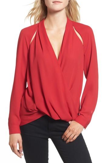 Women's Trouve Cutout Surplice Top, Size - Red