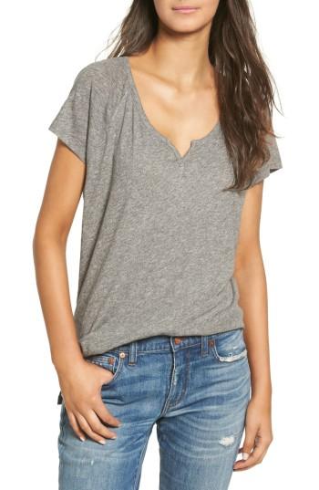 Women's Madewell Choral Split Neck Tee - Grey