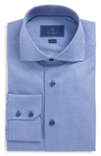 Men's David Donahue Trim Fit Check Dress Shirt .5 - 34/35 - Blue