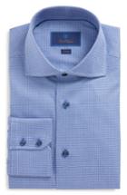 Men's David Donahue Trim Fit Check Dress Shirt .5 - 34/35 - Blue