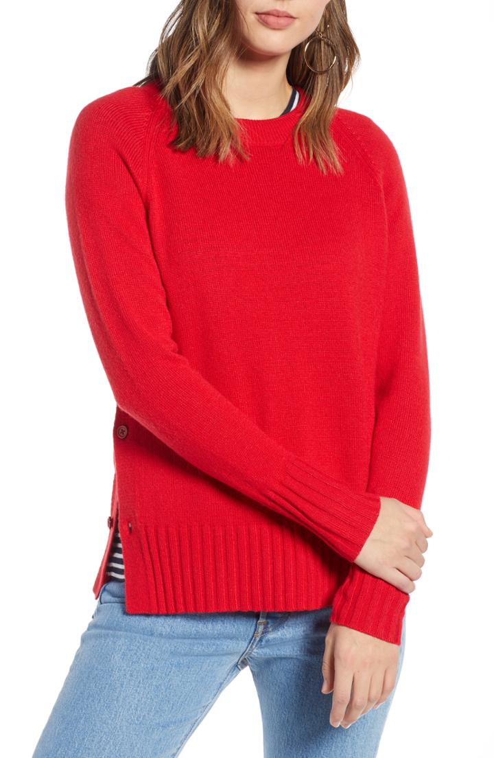 Women's 1901 Side Button Sweater - Red