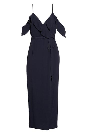 Women's Bardot Enzo Cold Shoulder Faux Wrap Dress - Blue