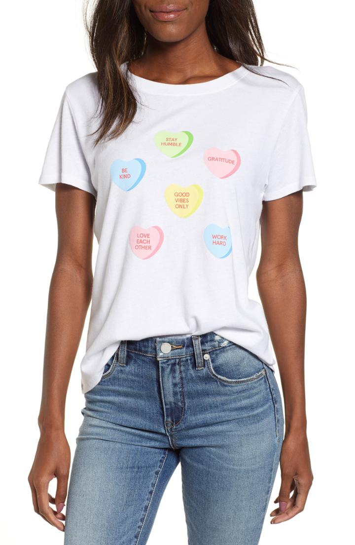 Women's Sub Urban Riot Candy Hearts Slouch Tee - White