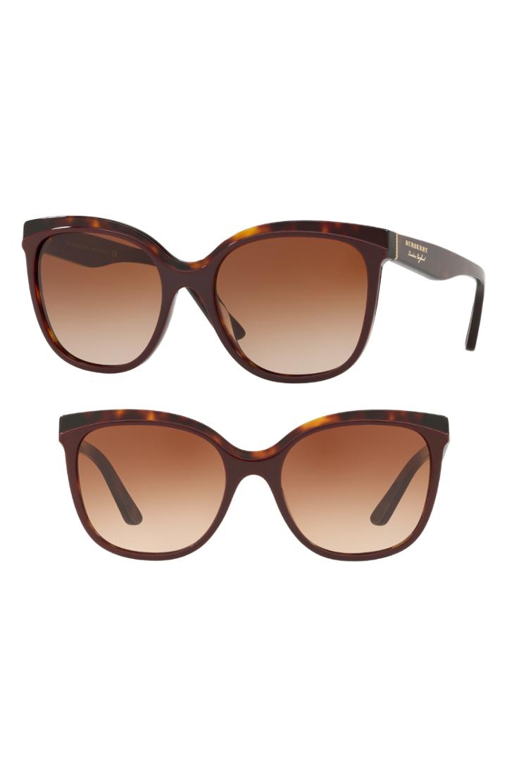 Women's Burberry Marblecheck 55mm Square Sunglasses - Bordeaux Gradient