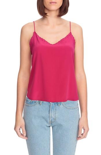 Women's Sezane Athenee Scalloped Silk Camisole Us / 34 Fr - Pink