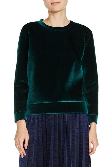 Women's Maje Velvet Sweatshirt - Green