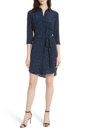 Women's L'agence Stella Star Print Silk Shirtdress - Blue
