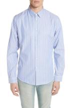 Men's Gucci Bee Embroidered Stripe Dress Shirt .5 - Blue