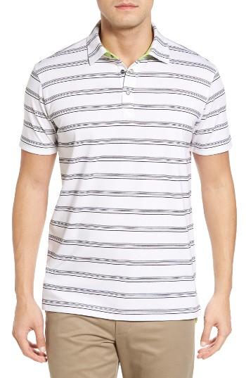 Men's Bobby Jones Shadow Stripe Stripe Pique Golf Polo - White