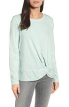 Women's Caslon Long Sleeve Front Knot Tee, Size - Blue/green