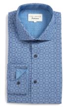 Men's Ted Baker London Endurance Madamm Trim Fit Geometric Dress Shirt .5 34/35 - Blue