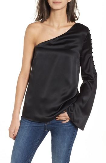 Women's Parker Ripley One-shoulder Silk Blouse - Black