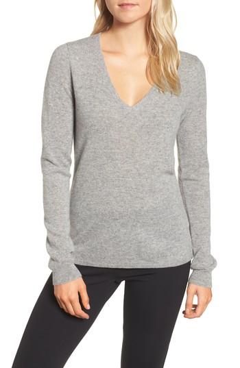Women's James Perse Cashmere V-neck Sweater - Grey
