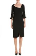 Women's Oscar De La Renta Split Double Face Wool Blend Crepe Dress - Black