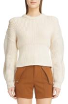 Women's Chloe Puff Sleeve Wool & Silk Blend Sweater - White