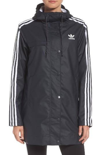 Women's Adidas Originals Info Poster Rain Jacket - Black