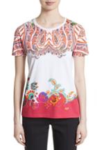 Women's Etro Paisley Border Print Cotton Tee Us / 44 It - Pink