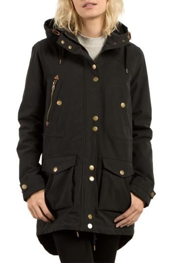 Women's Volcom Walk On By Hooded Parka - Black