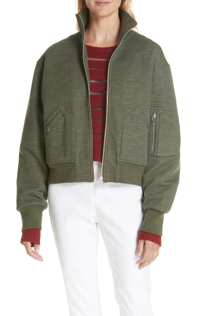 Women's Rag & Bone Wool Blend Aviator Jacket - Green