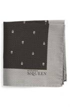 Men's Alexander Mcqueen Skull Dot Silk Pocket Square, Size - Black