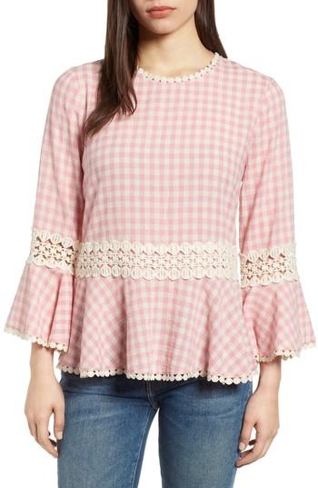 Women's Everleigh Gingham Check Peplum Top - Pink