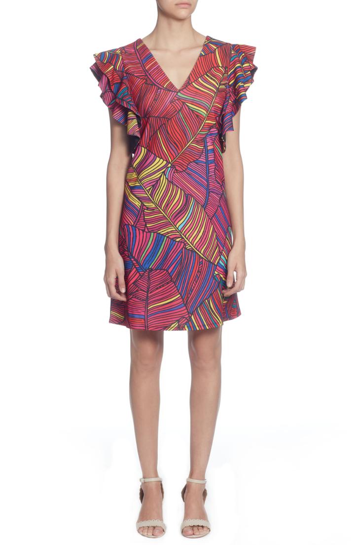 Women's Catherine Catherine Malandrino Sandrine Colorful Palm Print Dress