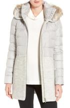 Women's Soia & Kyo Mixed Media Quilted Coat With Genuine Coyote Fur Trim Hood