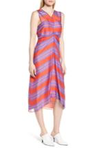 Women's Lewit Stripe Silk Midi Dress - Red