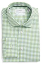 Men's Calibrate Trim Fit Non-iron Check Stretch Dress Shirt .5 32/33 - Green