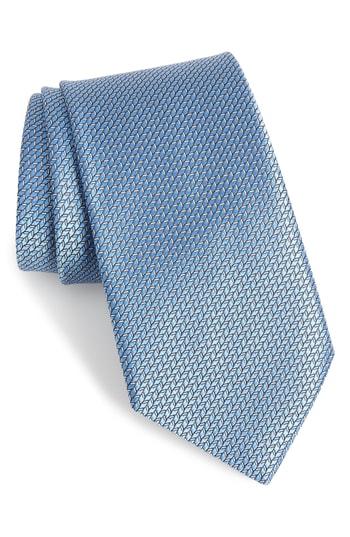 Men's Ermengildo Zegna Herringbone Silk Tie, Size - Blue