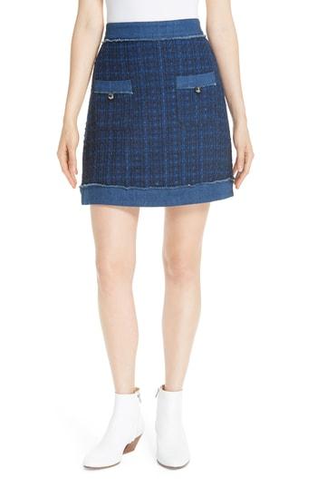 Women's Kate Spade New Yoke Denim Trim Tweed Skirt - Blue