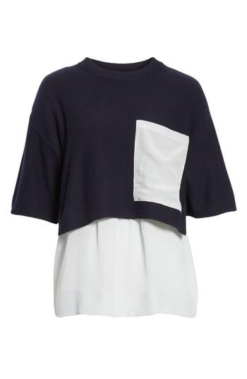 Women's Joseph Woven Stripe Inset Sweater