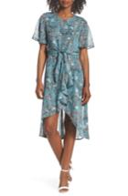 Women's Forest Lily Knot Waist High/low Hem Dress - Blue/green