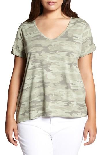 Women's Sanctuary Camo Twist Sleeve Tee