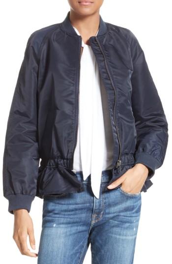 Women's Frame Ruffle Bomber Jacket - Blue