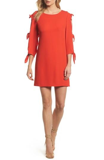 Women's Forest Lily Bow Sleeve Shift Dress - Red